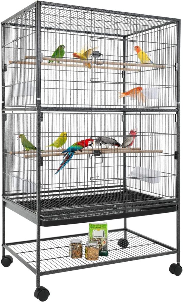 BestPet 35 inch 53 inch Wrought Iron Bird Cage with Play Open Top and Rolling Stand,Large Parrot Cage Bird Cages for Parakeets,Cockatiel, Canary, Finch, Lovebird, Parrotlet,Pigeons (53 inch)