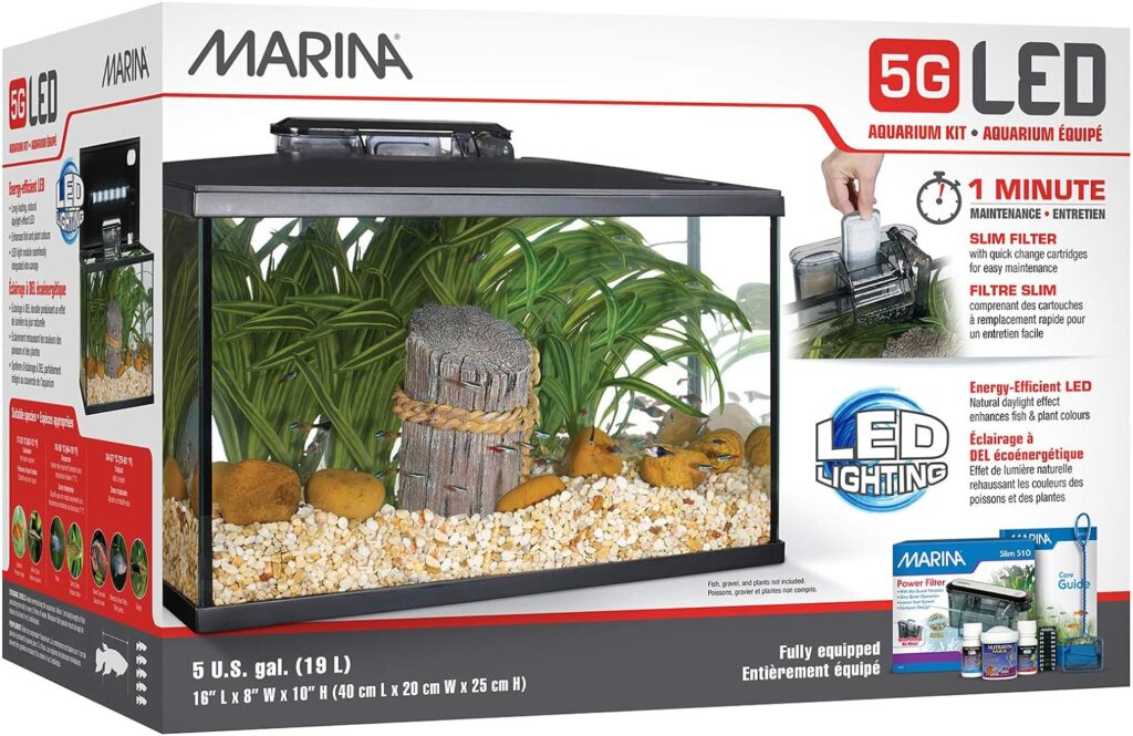 Marina 5 Gallon (19 L) LED Aquarium Kit – Ideal for Beginner Aquarists and New Fish-Keepers