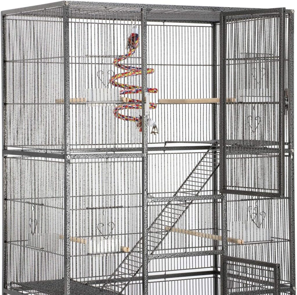 Yaheetech 69-Inch Extra Large Bird Cage Metal Parrot Cage for Mid-Sized Parrots Cockatiels Conures Parakeets Lovebirds Budgie Finch, Black