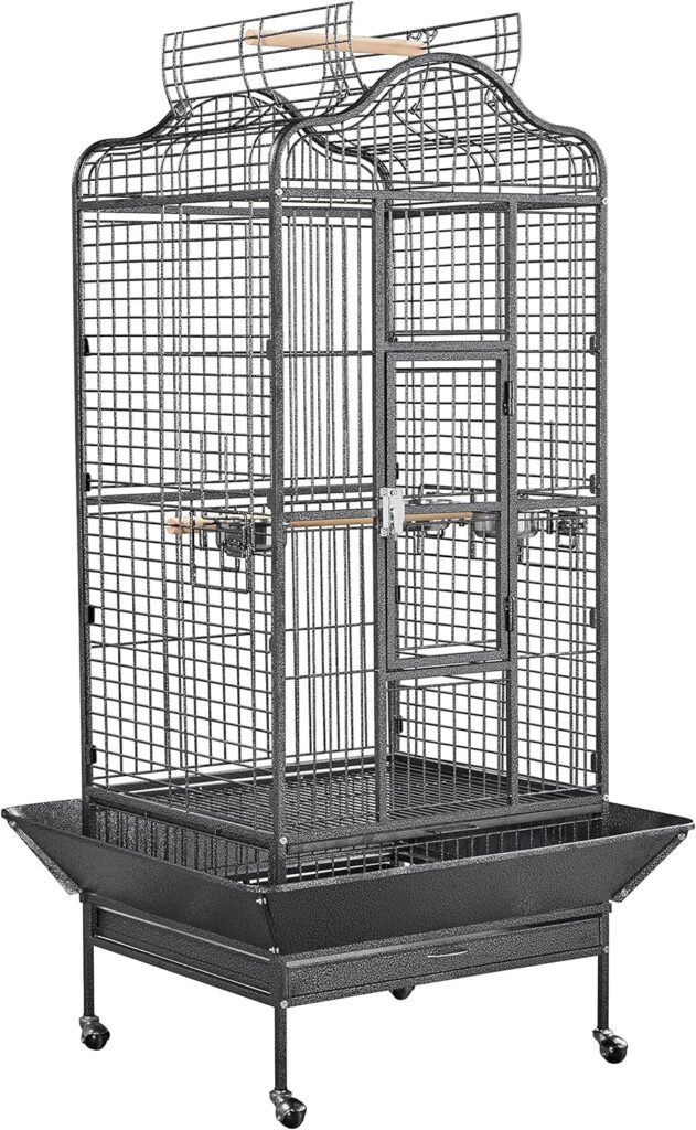 Yaheetech Extra Large Bird Cage 63 Open Play Top Bird Cage for African Grey Parrots/Amazon Parrot/Caiques/Macaw with 360° Wheels