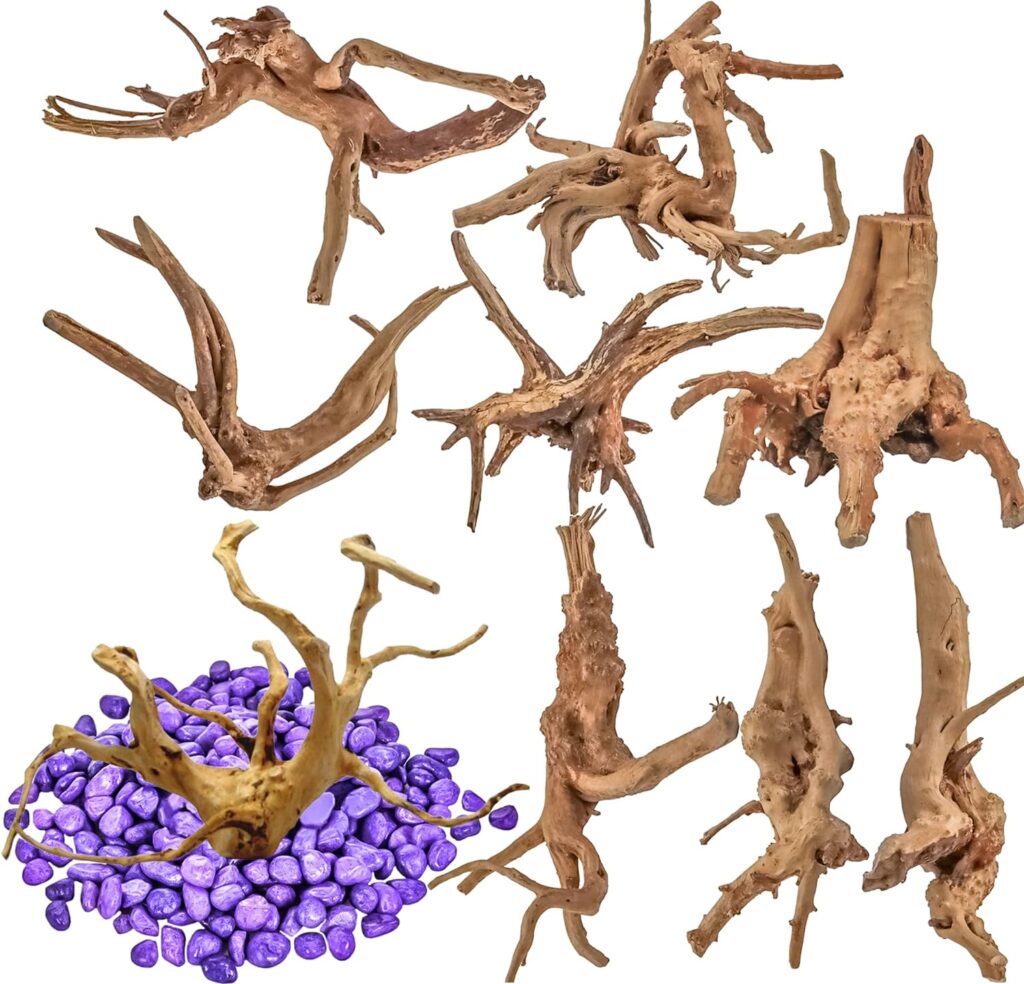 8 Pack Natural Driftwood for Aquarium, Aquarium Decor Spider Wood Freshwater Fish Tank Reptile Driftwood Branch (3.15- 4)