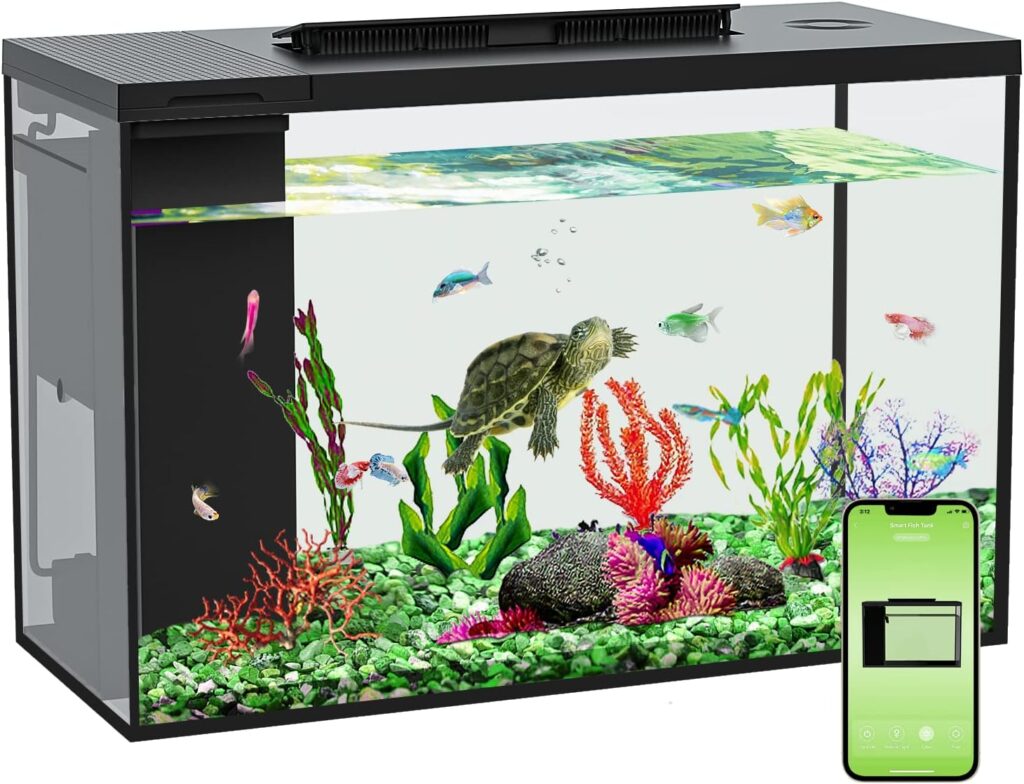 ERAARK Aquarium kit 5 Gallon Betta Fish Tank self Cleaning, Smart Aquarium That Supports Bluetooth, Small Fish Tank with Filter Light Water Pump, Fish Tank Starter Kits Fish Bowl (Empty)