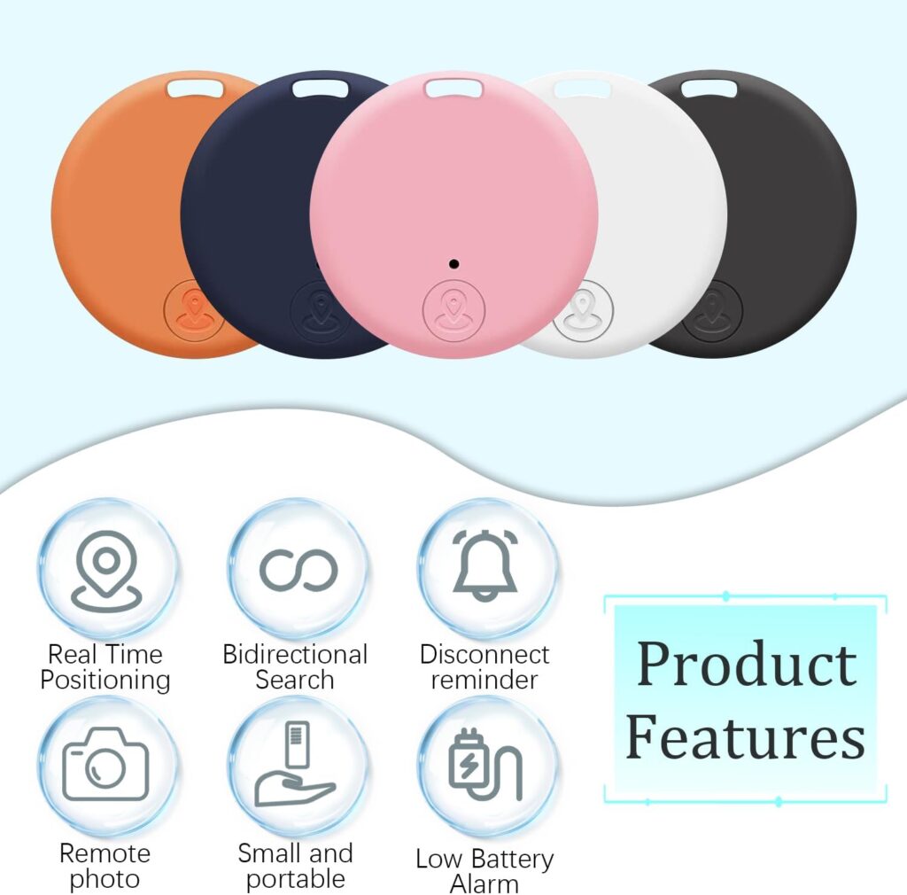 Mini GPS Tracking Tags, Portable Bluetooth Intelligent Anti-Lost Device for Bags, Pets, Wallet, Luggage and More, App Control No Monthly Fee (White)
