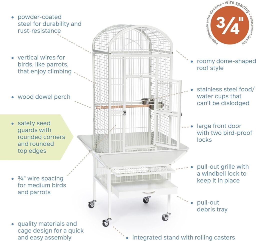 Prevue Pet Products Wrought Iron Flight Cage with Stand F040 Black Bird Cage, 31-Inch by 20-1/2-Inch by 53-Inch