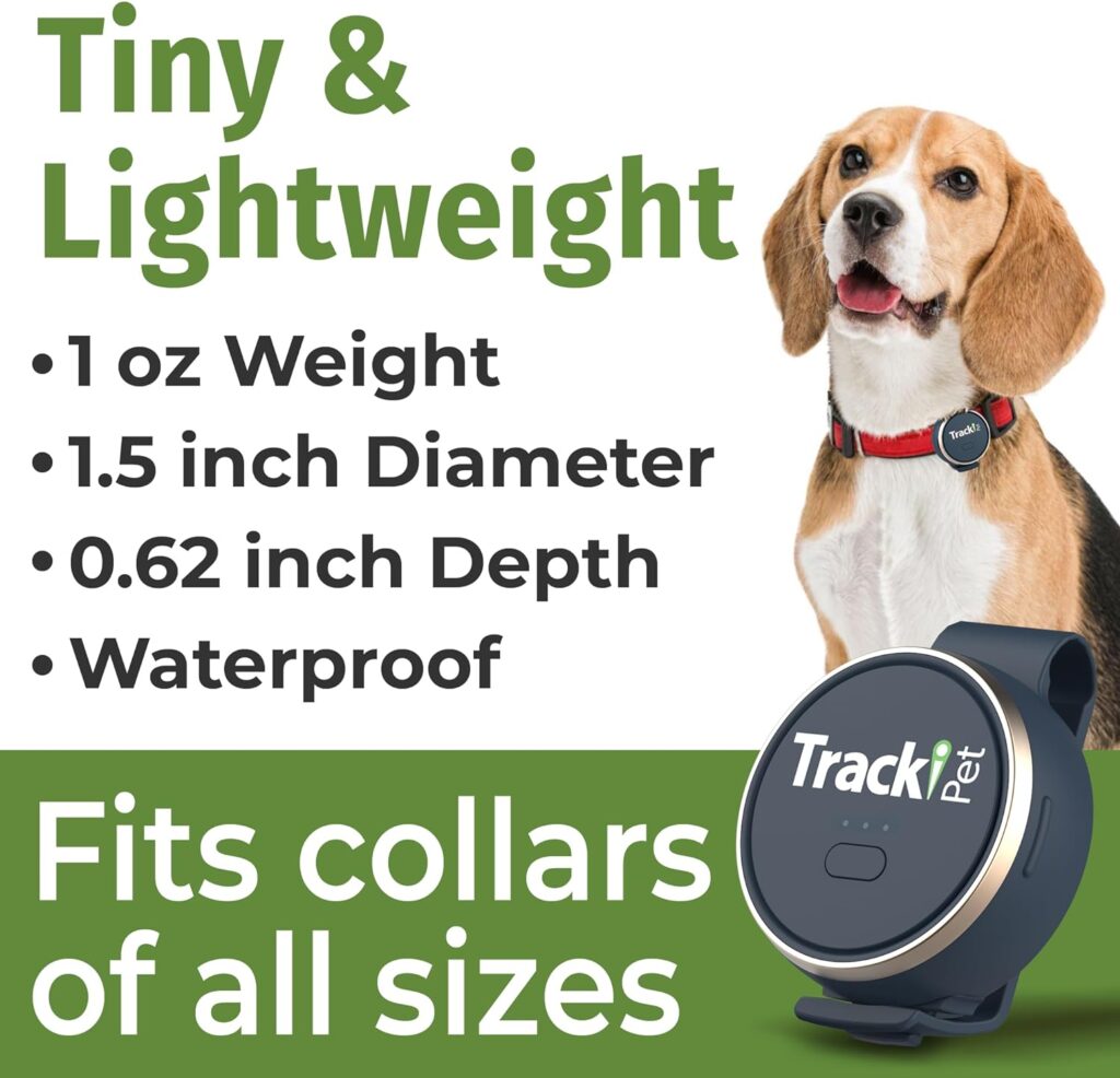 Tracki Dog GPS Tracker Tiny  Light Waterproof (9 lbs+), Unlimited Distance Works Worldwide Mini Size Smart Locator Subscription Required