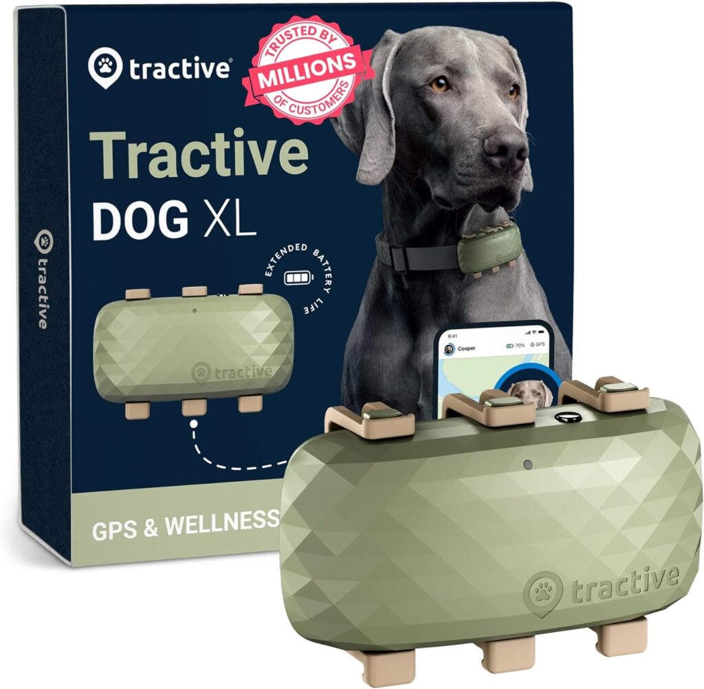 Tractive XL GPS Tracker  Health Monitoring for Dogs (50 lbs+) - Market Leading Pet GPS Location Tracker | Wellness  Escape Alerts | Waterproof | Works with Any Collar (Green)