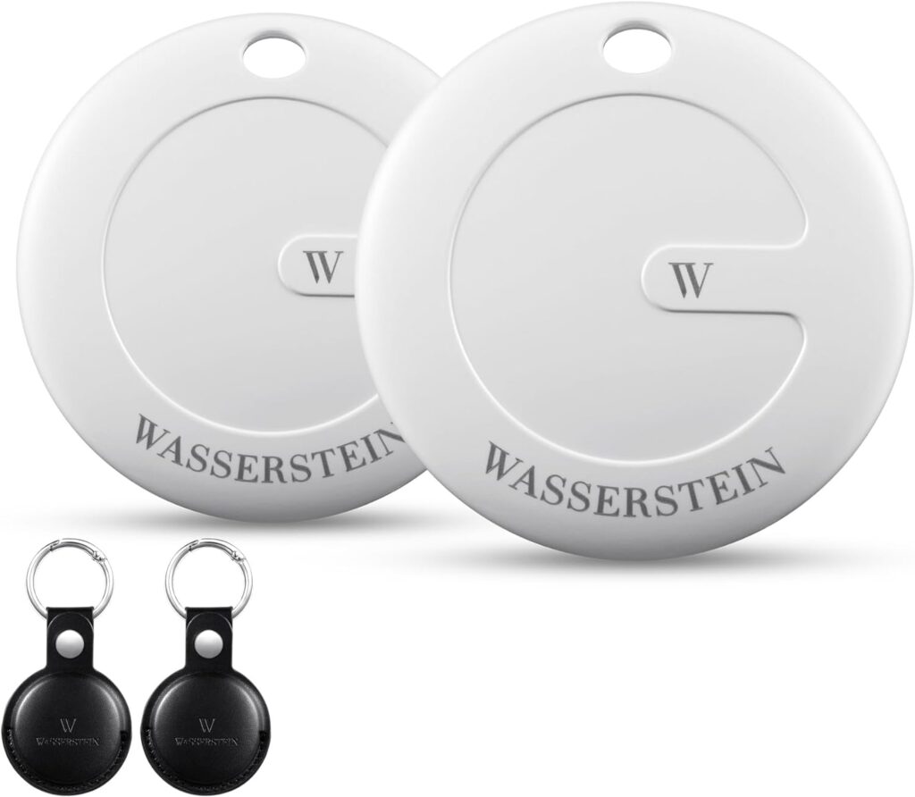 Wasserstein WTag Bluetooth Tracker - MFi Certified Luggage Trackers, Key Tracker, Pet Tracker, Phone Tracker, and More - Works with Apple Find My (Not Compatible with Android) (Black)