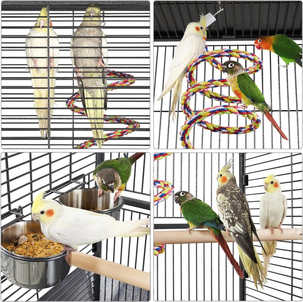 Yaheetech 61.5-inch Wrought Iron Rolling Large Parrot Bird Cage for Parakeets with Play Top