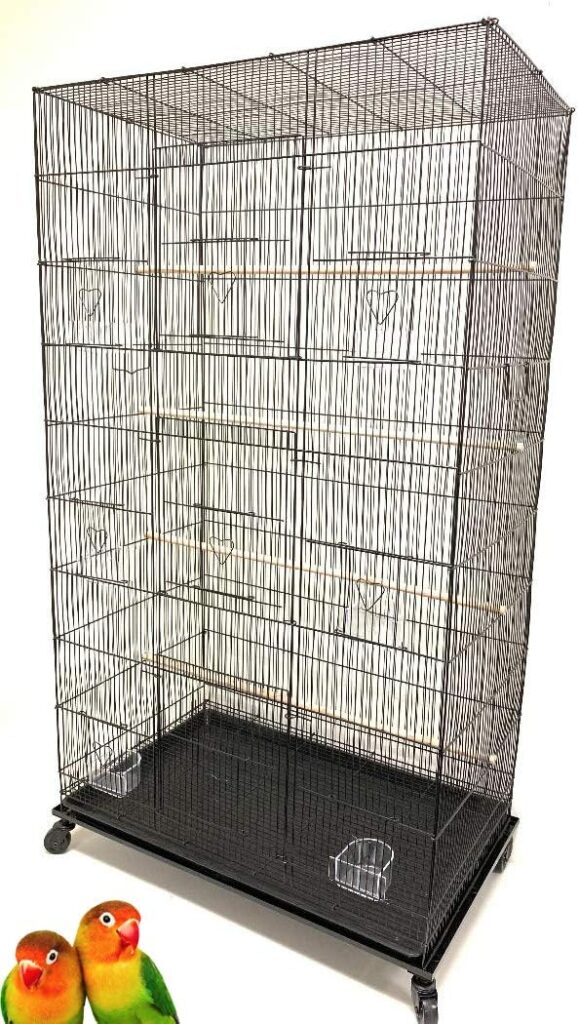 55 X-Large with 3/8-Inch Tight Bar Spacing for Multiple Flight Bird Aviary Budgie Canary Finches Breeding Home Cage with Removable Rolling Stand