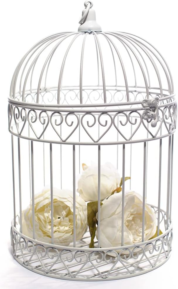 Andersons Decorative Ivory Wire Birdcage Wedding Centerpiece, Table Décor, Hanging Decorations, Reusable