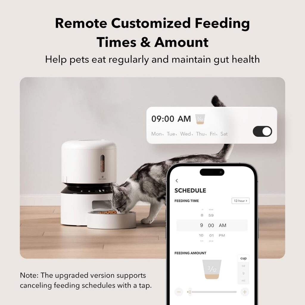 Automatic Cat Feeder with Alexa, 5G WiFi Automatic Pet Feeder with Freshness Preservation, 5L Timed Cat Feeder with Low Food Sensor, Up to 10 Meals Per Day, Granary Pet Feeder for Cats