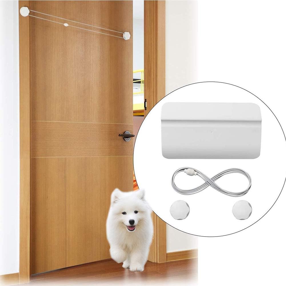 Automatic Pets Door Opener, Automotive Pet Dog Door Private Access Door, Cat Private Handle Pet Door, for Training Pets Dogs Cats Free Access Entry Exit Room Toilet(White)