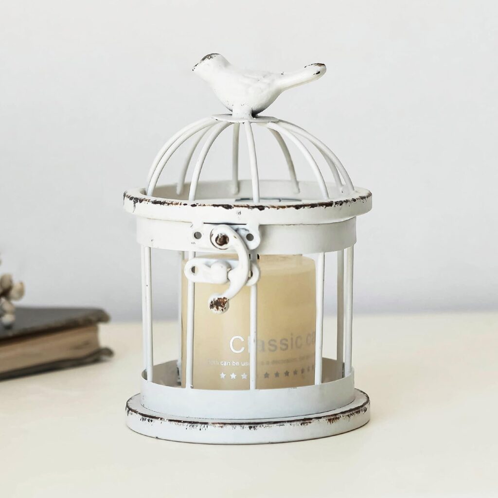 Bird Cage Shaped Metal Tea Light Candle Holder Farmhouse Decorative Candle Holder Vintage Tea Light Holder for Home Table Centerpiece Decoration - 3.54 x 3.54 x 5.51