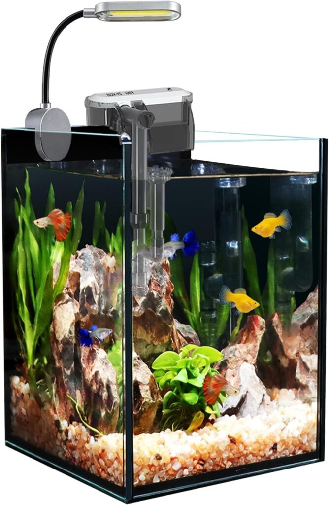 Craftsboys 1.5 Gallon Fish Tank Starter Kits, Nano Glass Aquarium with Filter, Led Light for Aquascape DIY Small Betta Fish Tank