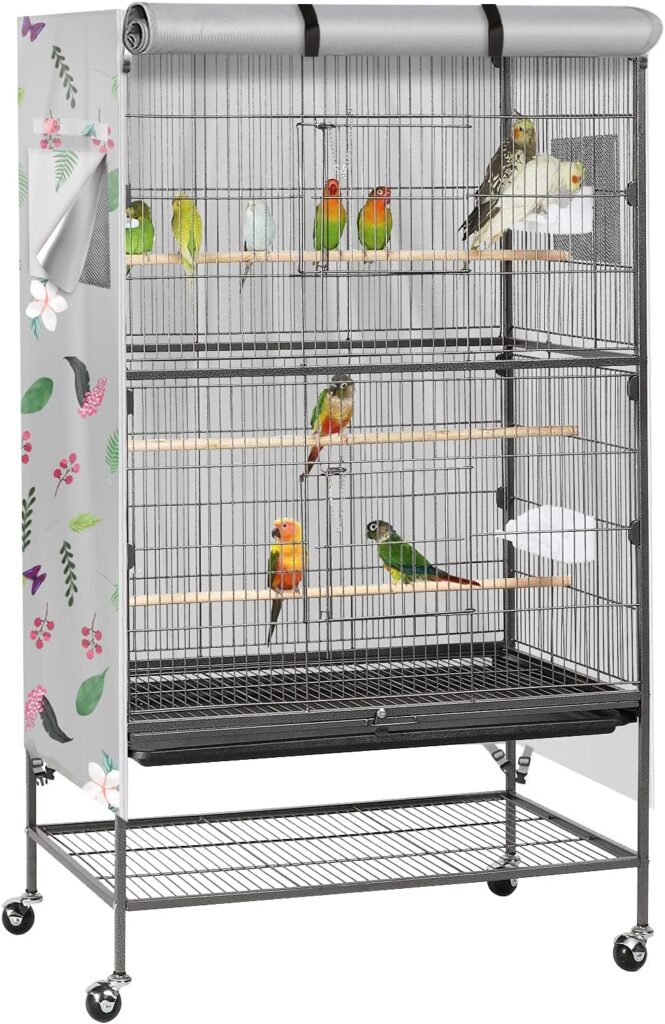 DUSTYPROTE Birdcage Cover, Universal Bird Cage Cover Good Night Blackout, Parrot Cage Cover Breathable, Washable Parrot Cage Cover, Colorful Pattern, 30 W x 21 D x 40 H, Cover Only