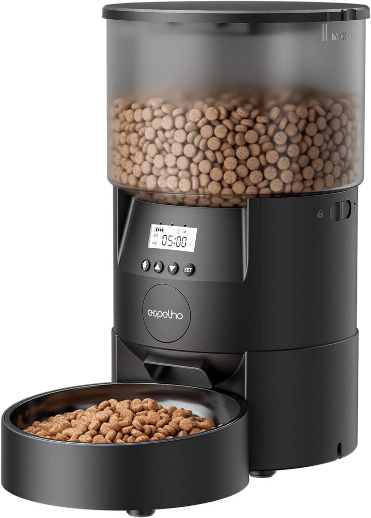 Espelho Automatic Cat Food Dispenser: Automatic Cat Feeder- 3L Timed Pet Feeder for Cat and Small Medium Dog| Auto Cat Feeder Dispenser Freshness Dry Food with Voice Record- 1-6 Meals Portion Control