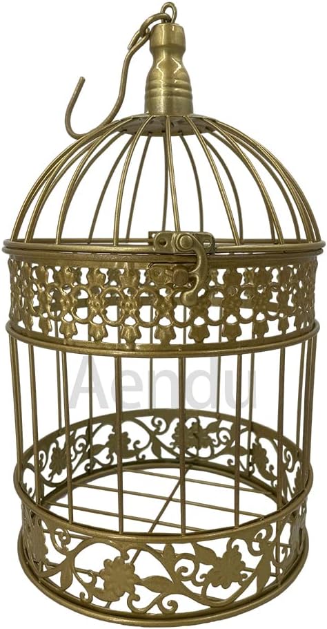 Iron Bird Cage for Wedding Decor and Flower Cage Decor Perfect Props for Hanging Flower Frames Indoor and Outdoor Decoration at Wedding Parties (Gold)