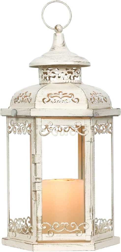 Lanterns Decorations Indoor, 15 Vintage Lantern Decor Outdoor, Large Hanging Metal Candle Holder with Clear Glass, for Home, Tabletop, Patio, Front Porch, Rustic Farmhouse Wedding