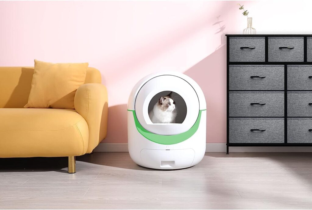 Large Self Cleaning Cat Litter Box, Pretty Automatic Cat Litter Box Robot with APP Control  Safe Alert  Smart Health Monitor for Kitty, Tidy Multiple Cats