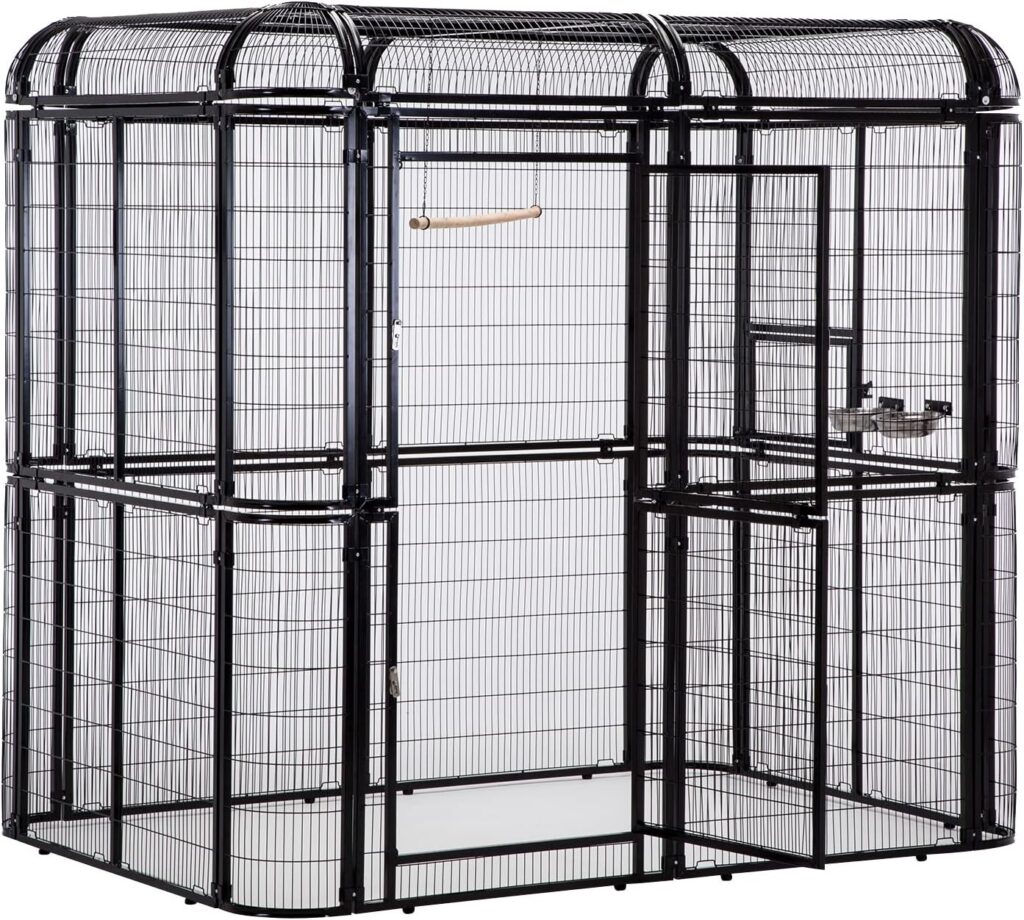 Large Walk-in Cages Heavy Duty Bird Cage Outdoor Aviary Parrot Macaw Conure Lovebird Pet House Finch Parakeet Cockatiel Macare Birdcages Black