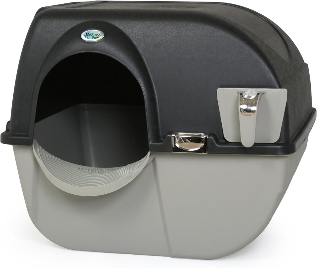 Omega Paw Elite Self Cleaning Roll n Clean Litter Box, Midnight Black, Large (EL-RA20-1)