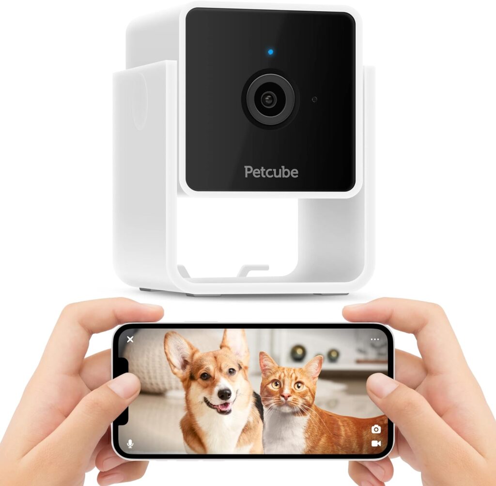 Petcube Cam Indoor Wi-Fi Pet and Security Camera with Phone App, Pet Monitor with 2-Way Audio and Video, Night Vision, 1080p HD Video and Smart Alerts for Ultimate Home Security