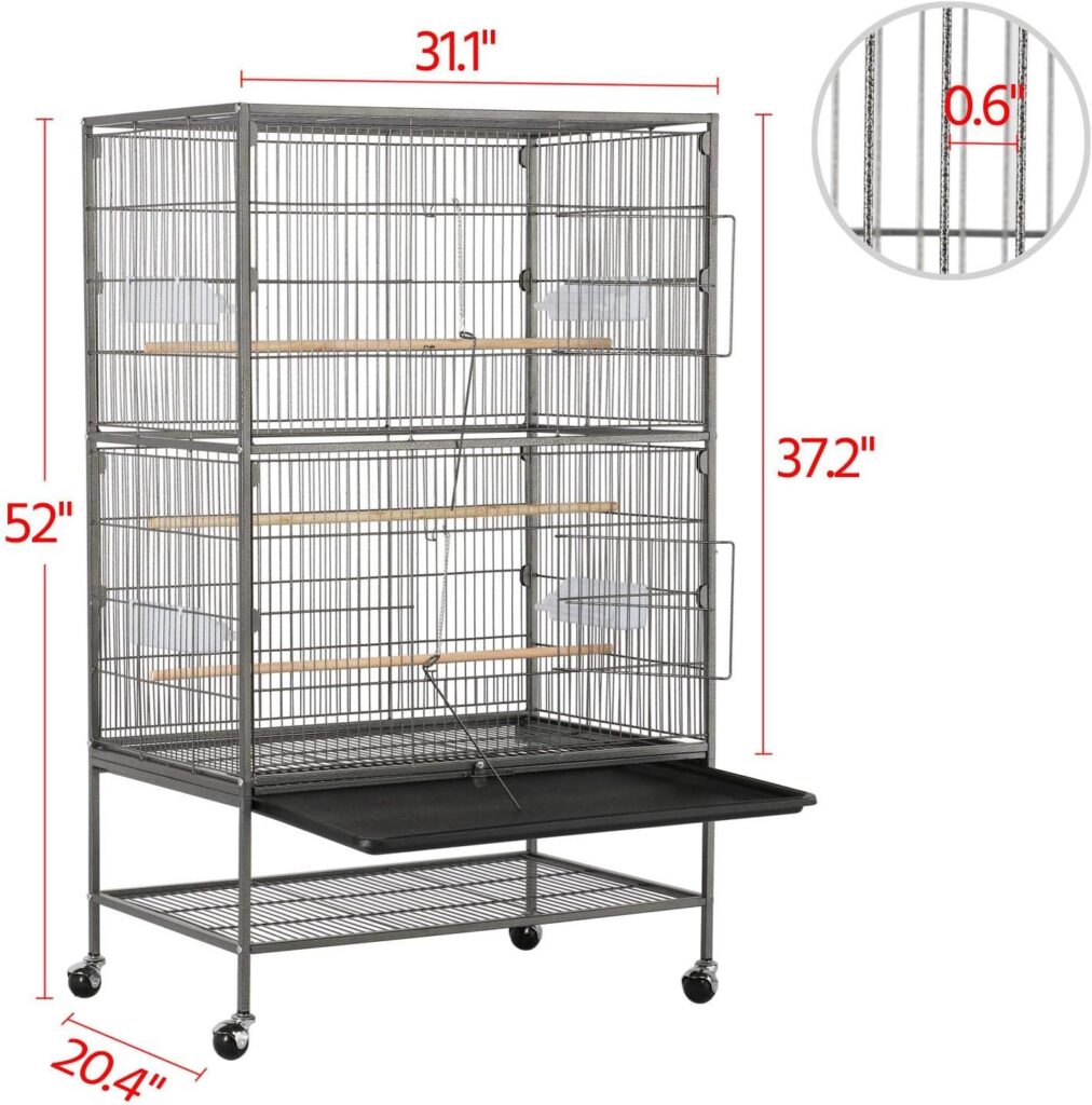 Topeakmart Wrought Iron Large Flight Parrot Bird Cage with Rolling Stand for Multiple Parakeets Conure Cockatiel Cage