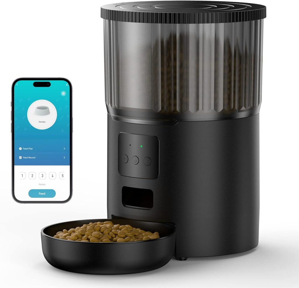 UIOOQ Automatic Cat Feeders WiFi, Timed Dog Feeder with 10S Dining Voice Record, 4L Cat/Dog Food Dispenser with Custom Schedule, up to 12 Portions 10 Meals Per Day (Only Support 2.4G WiFi)