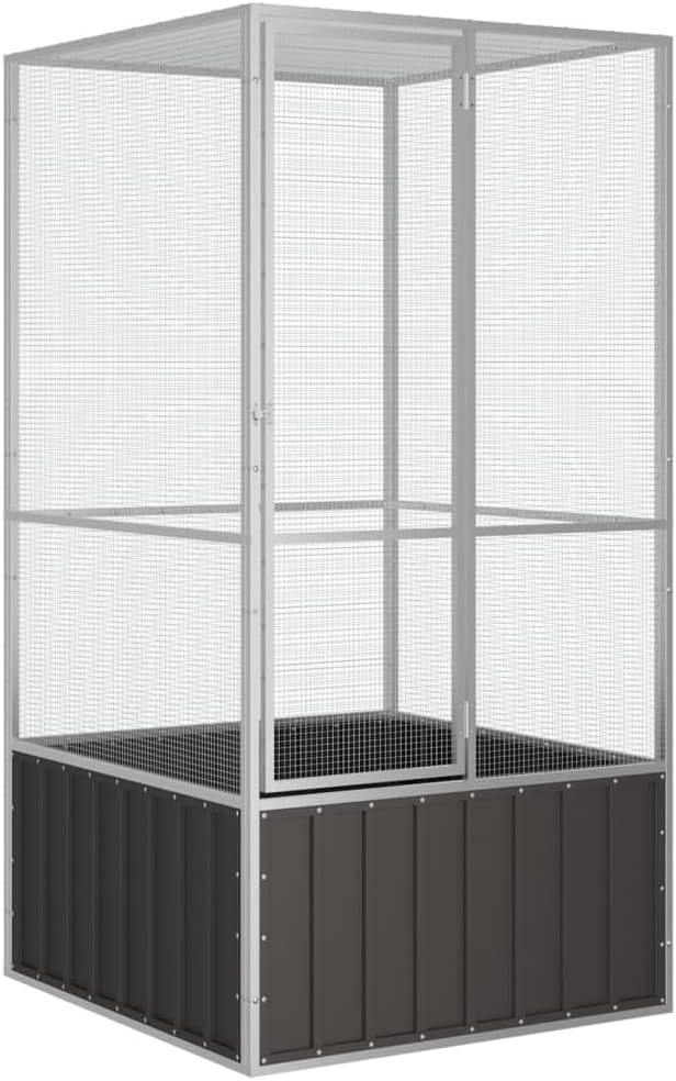 VRAXO Bird Cage Galvanized Steel Outdoor Bird Aviary Multi-Functional Bird Cages for Playing,Exercising,Training Garden Parrot Cage for Outdoor,Garden Anthracite 43.7x 42.1x 83.3