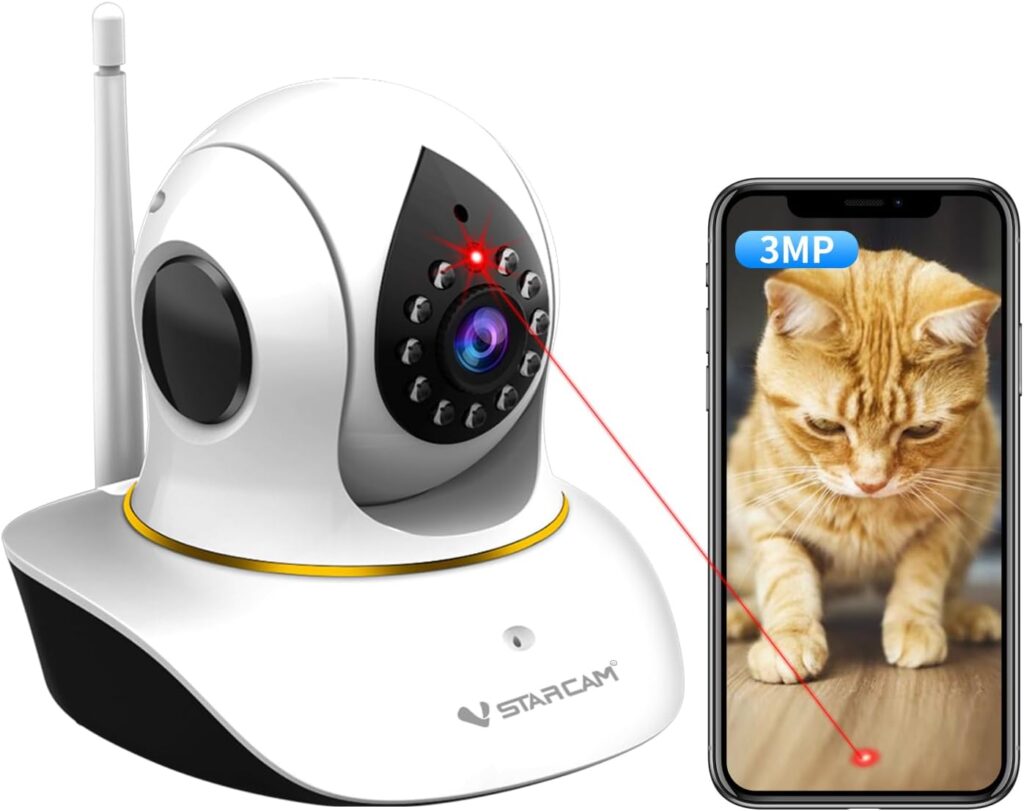 VSTARCAM Pet Camera with Laser, 3MP Wireless Interactive Dog  Cat Laser Toy Camera with Night Vision, Motion Detection Alerts, APP Remote Control Indoor Security Camera for Pet Monitoring