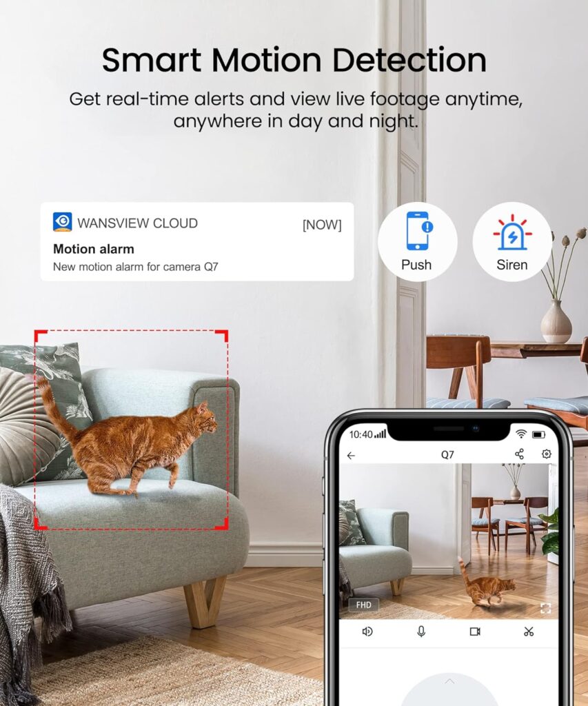 wansview Security Camera Indoor Wireless for Pet 2K Cameras for Home Security with Phone app and Motion Detection,Cat/Dog/Nanny/Baby Camera with Pan Tilt, SD Card  Cloud Storage, Works with Alexa