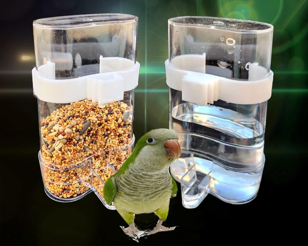 Automatic Bird Waterer Feeder,Bird Water Dispenser for Cage,2PCS No Mess Bird Feeder Parakeet Waterer Cockatiel Cage Accessories