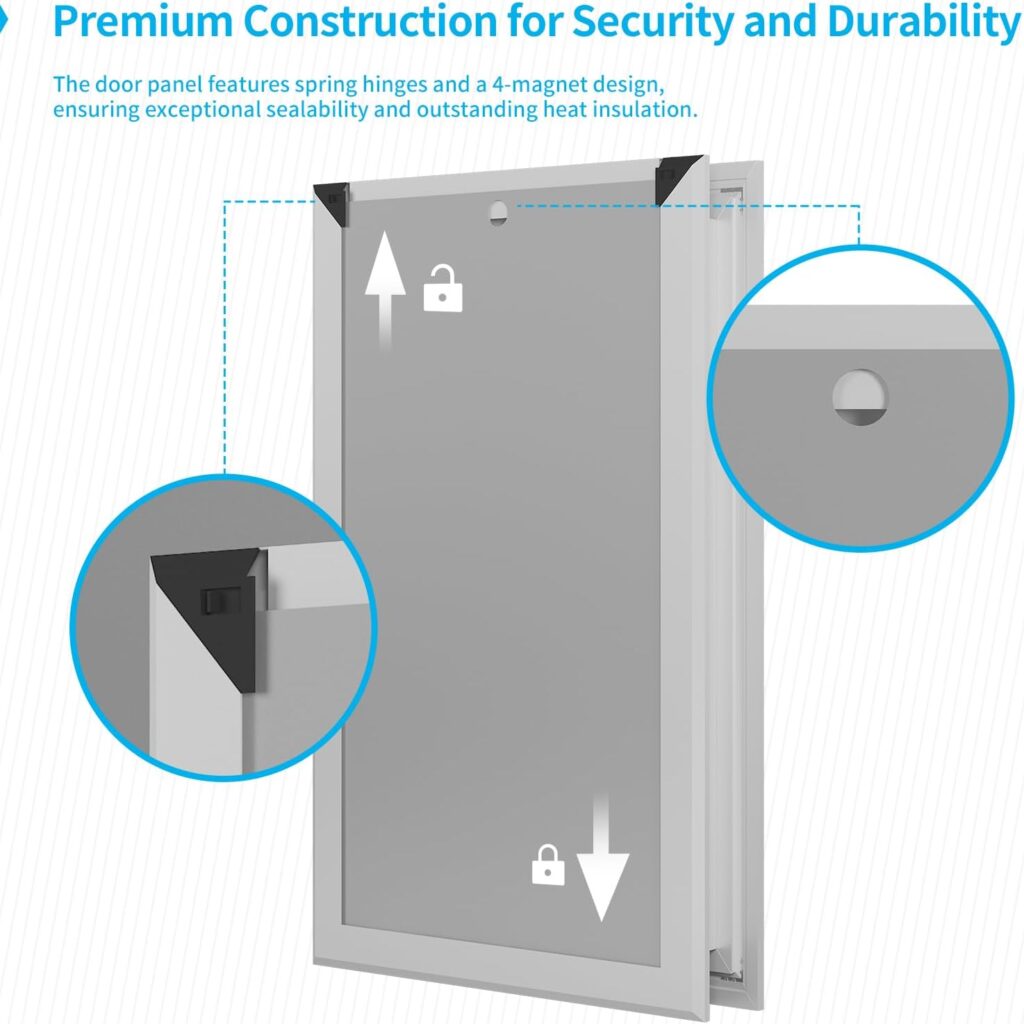 Pet Door, Large Dog Door for Exterior Doors with Double Automatic Closing Magnetic Flaps, Aluminum Doggy Door Cat Door, Install in Interior and Exterior Doors or Walls, Pets Up to 100 lbs