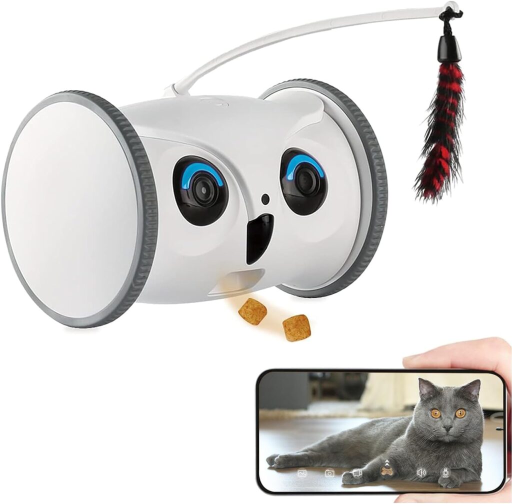 SKYMEE Owl Robot,Pet Camera Treat Dispenser Interactive Toy for Dogs Cats with Remote Phone App Control