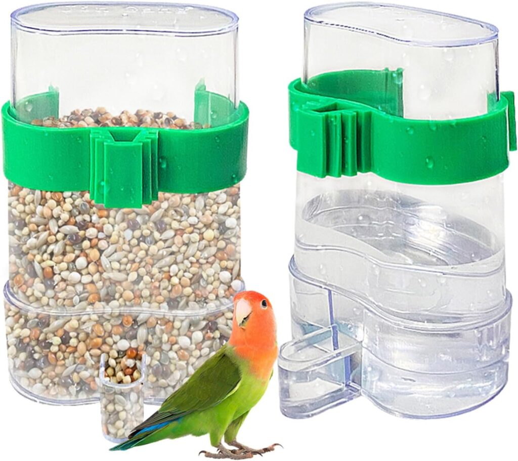 2 Pcs Automatic Bird Water Dispenser, Parrot Bird Water Feeder, Bottles Bird Drinker Seed Food Container, Parakeet Cage Accessories for Parakeet Budgies Cockatiel Lovebird Small Birds Canary Finch