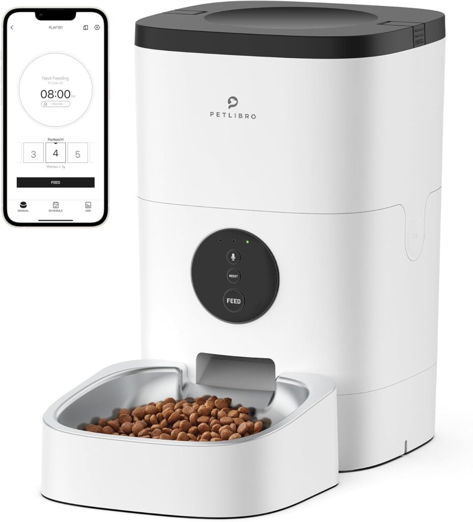 Automatic Cat Feeder, Wi-Fi Automatic Cat Food Dispenser with Timer Interactive Voice Recorder, Auto Cat Feeder with 1-4 Meals Control Dry Food