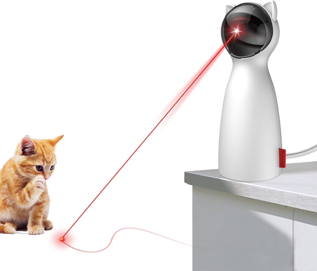 Automatic Cat Laser Toy Interactive Cat Toys for Indoor Cats/Kitty/Dogs (White)