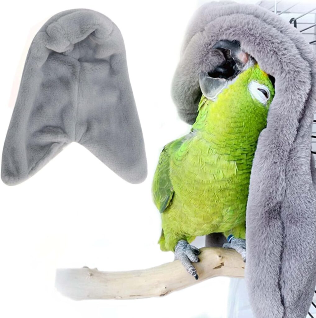 Bird Buddy, Corner Fleece Bird Blanket, Cozy Bird Bed Warmer Parrot House for Cage, Cuddle Nest Hanging Toy for Lovebirds Parakeet (Medium)