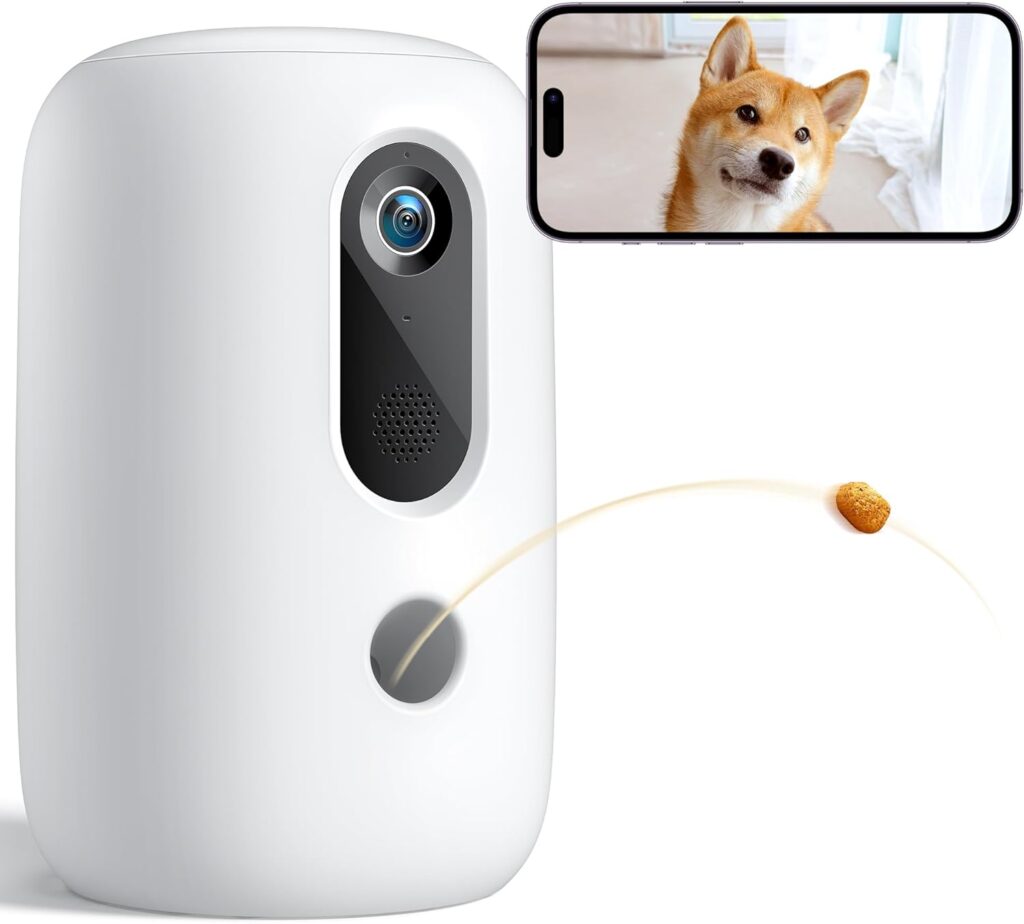 faroro 2K Pet Camera with Treat Dispenser, 5G WiFi Dog Camera with Speaker, Phone App, 2-Way Audio, Night Vision, Motion Alerts for Treat Tossing and Monitoring Your Pet Remotely