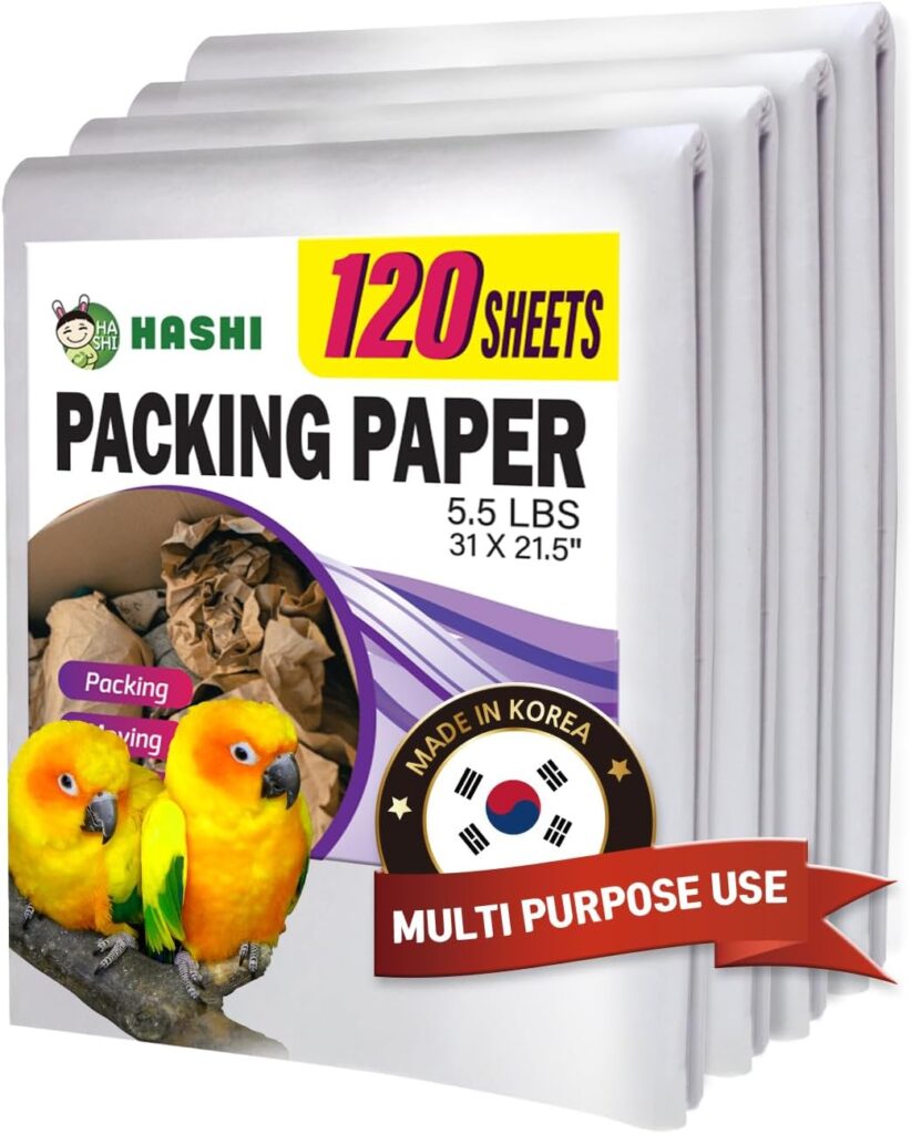 HA SHI Bird Cage Liner - 120 Acid-Free Newsprint Sheets, 31 x 21.5, 5.5 lb - Perfect for Packing, Pet Cages, Non-Toxic  Safe for Birds, Ideal for Crafts, Shipping, Moving