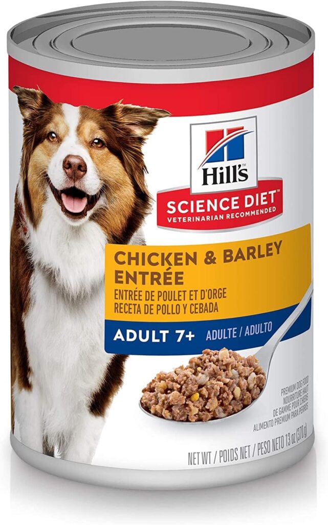 Hills Science Diet Adult 7+, Senior Adult 7+ Premium Nutrition, Wet Dog Food, Chicken  Barley Loaf, 13 oz Can, Case of 12