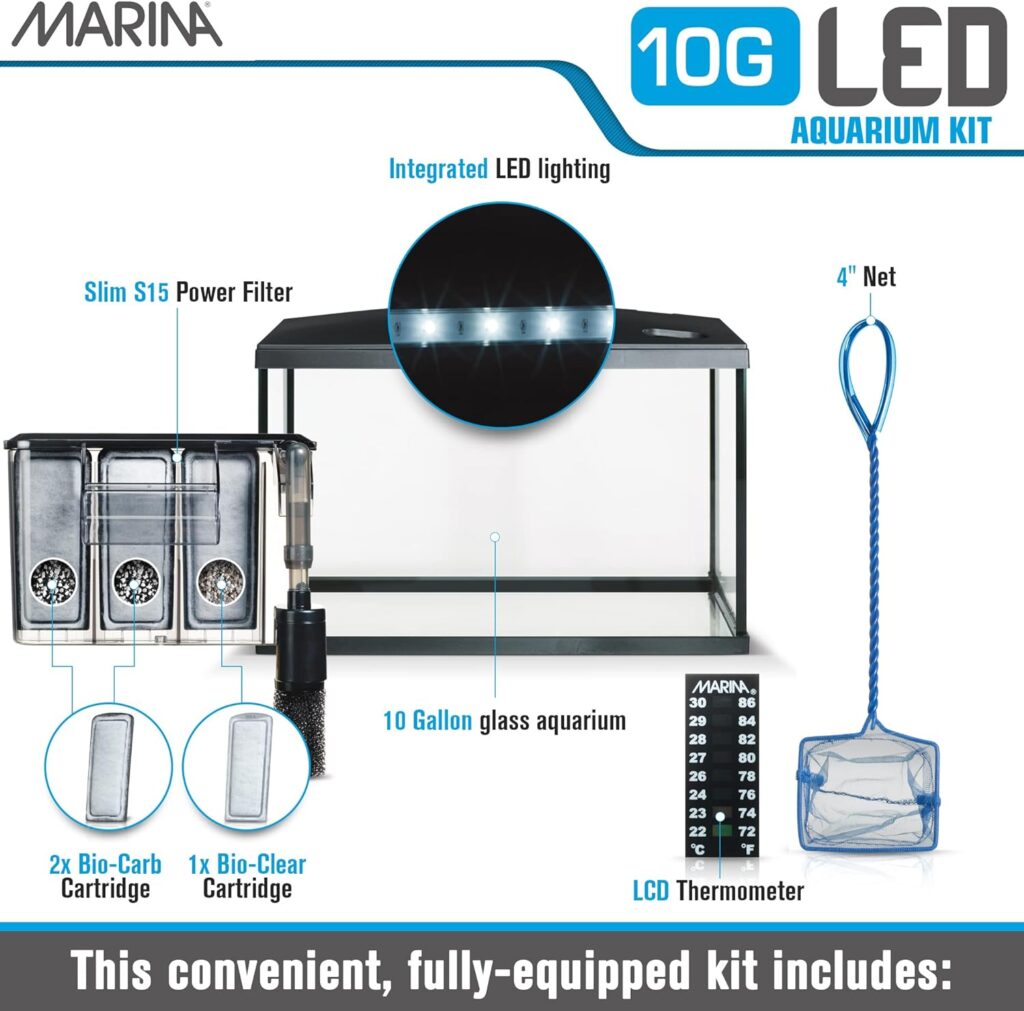 Marina 5 Gallon (19 L) LED Aquarium Kit – Ideal for Beginner Aquarists and New Fish-Keepers