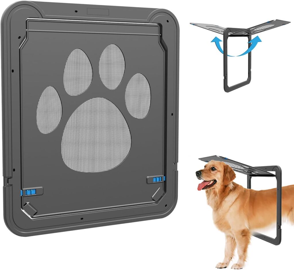 NAMSAN Screen Dog Door for Sliding Door, Inside Opening 12 x 14 inches Doggy Door, Screen Door with Doggie Door Built in, Magnetic Self-Closing Pet Screen Door Protector for Dogs Cats, Black