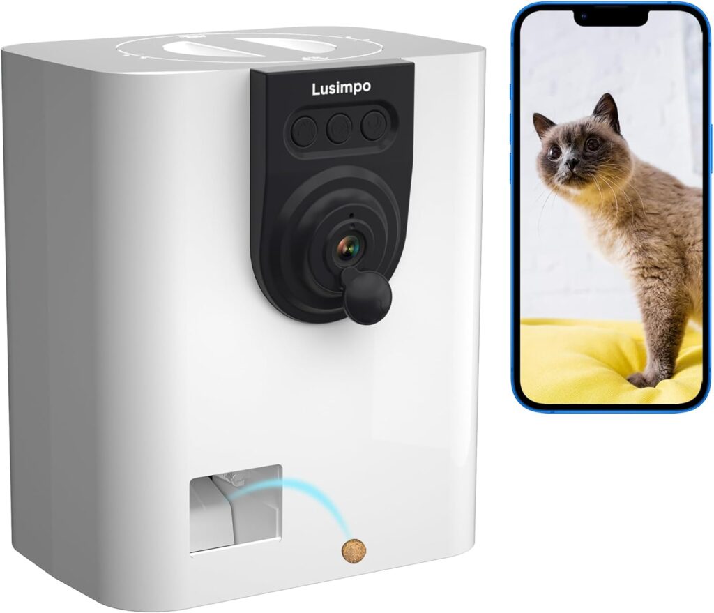 Pet Camera with Treat Dispenser, WiFi Smart Dog/Cat Camera, Free App, Tossing for Dogs/Cats, 1080P Camera, Live Video, Auto Night Vision, 2-Way Audio, No Monthly Fee