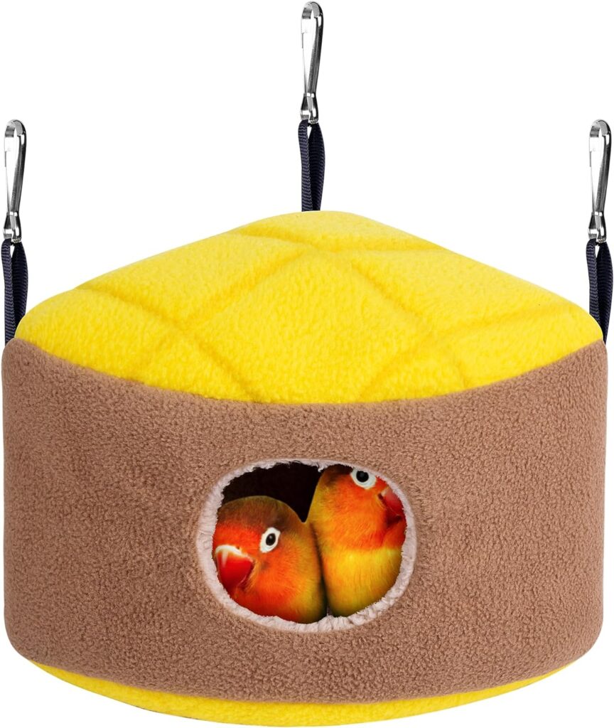 Plush Bird Nest for Cockatiel Bird, Parakeet Cage Accessories, Small Bird House for Cage