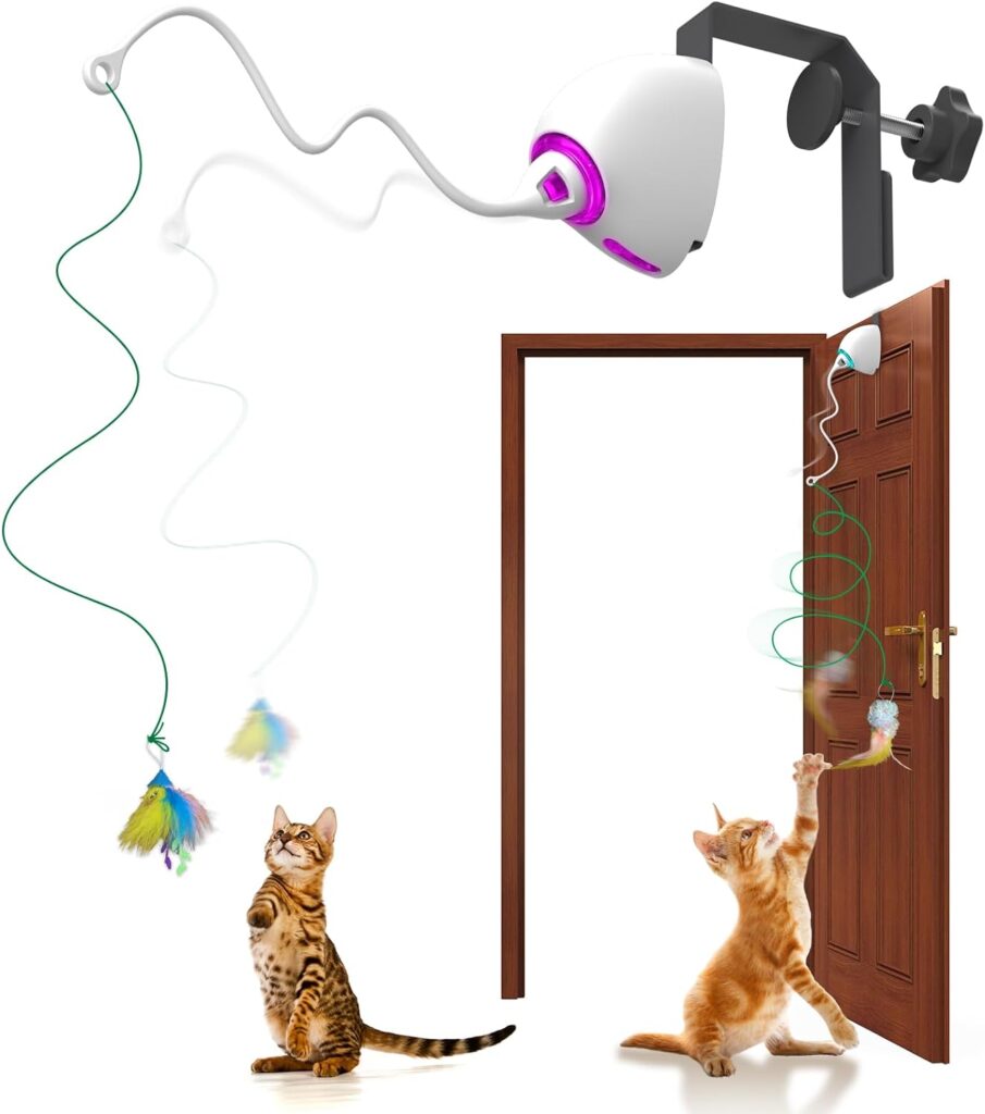 umosis Hanging Cat Toy, Automatic Teaser Cat String Toy, Electronic Interactive Kitten Mental Physical Exercise Cat Toys for Indoor Cats, Rechargeable