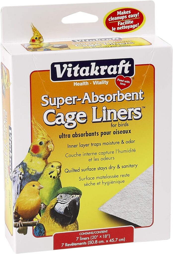 Vitakraft Cage Liners for Birds - For Parrot, Parakeet, Conure, and Cockatiel Cages White 20 X 18