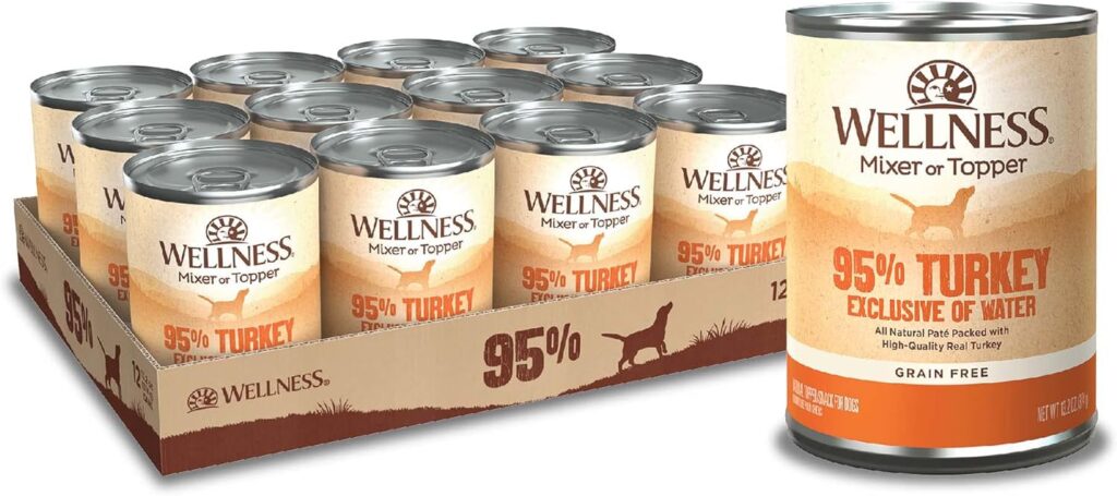 Wellness 95% Turkey Natural Wet Grain Free Canned Dog Food, 13.2-Ounce Can (Pack of 12)