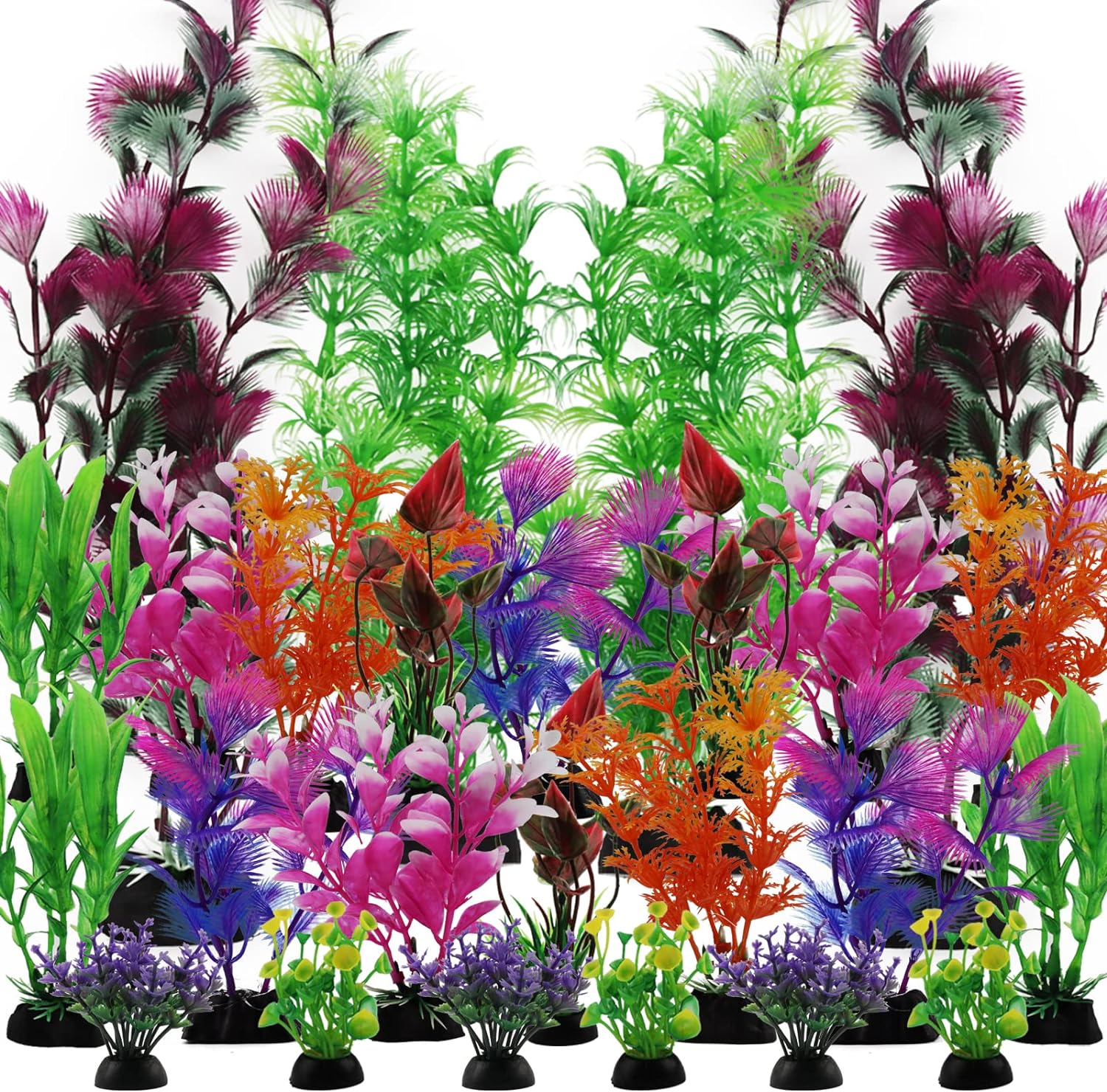 25 Pack Aquarium Plants, Fish Tank Decoration Colorful Artificial Fish Tank Decorations for Household and Office Aquarium Simulation, Small to Large and Tall