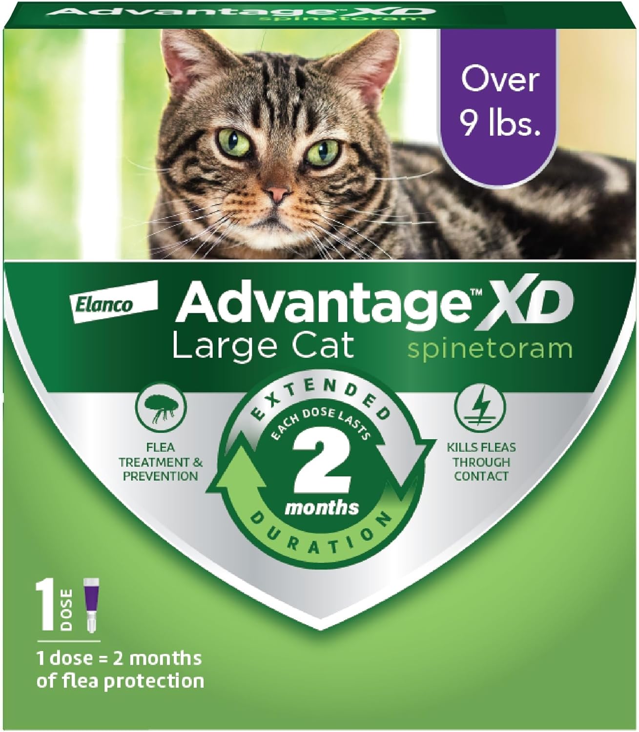 Advantage XD Large Cat Flea Prevention  Treatment For Cats over 9lbs. | 1-Topical Dose, 2-Months of Protection Per Dose